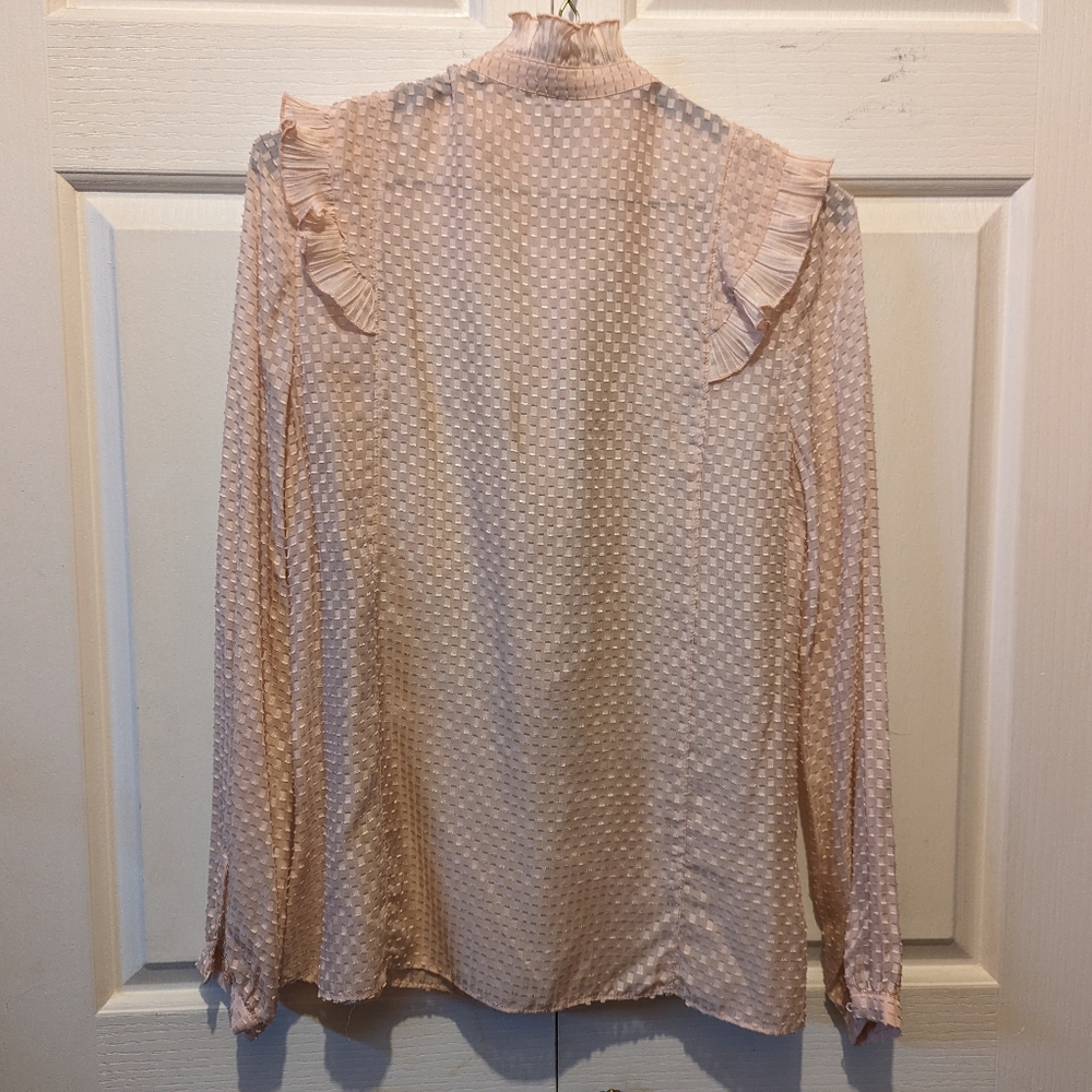 LAST CHANCE 3 for $30 Reiss Taylor Ruffled Pale Pink Blouse Silk Viscose EUC! - Picture 9 of 15